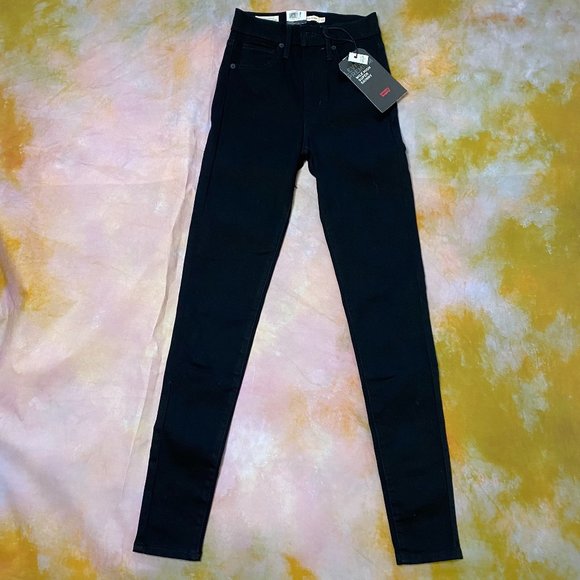 Levi's Mile High Super Skinny Denim Jeans Black Womens 24 - Picture 1 of 7